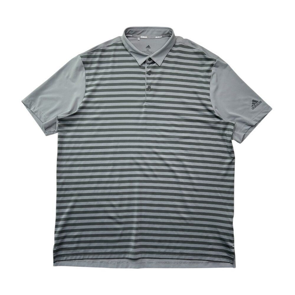Adidas‎ Golf Polo Men's Size XL Gray Striped Performance Stretch Business Casual